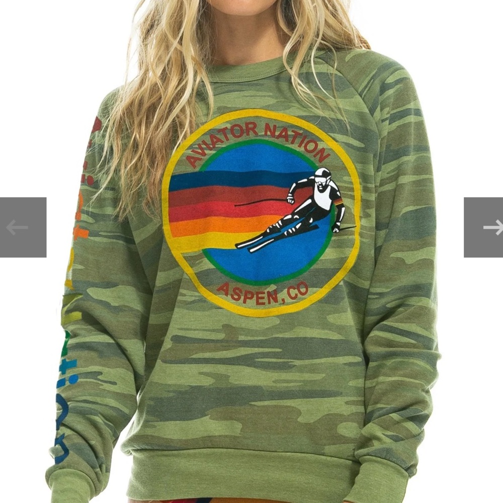 Aviator nation camo aspen crew